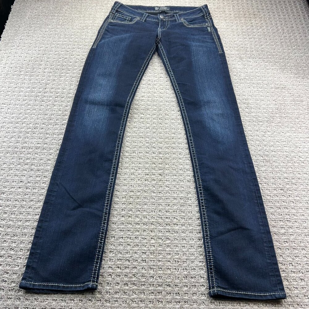 Silver Jeans Berkley Women Size W29 / L37 Navy Blue Straight Leg Stretchy